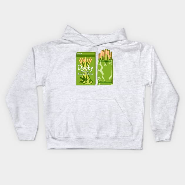 Japanese matcha biscuit sticks Kids Hoodie by AnGo